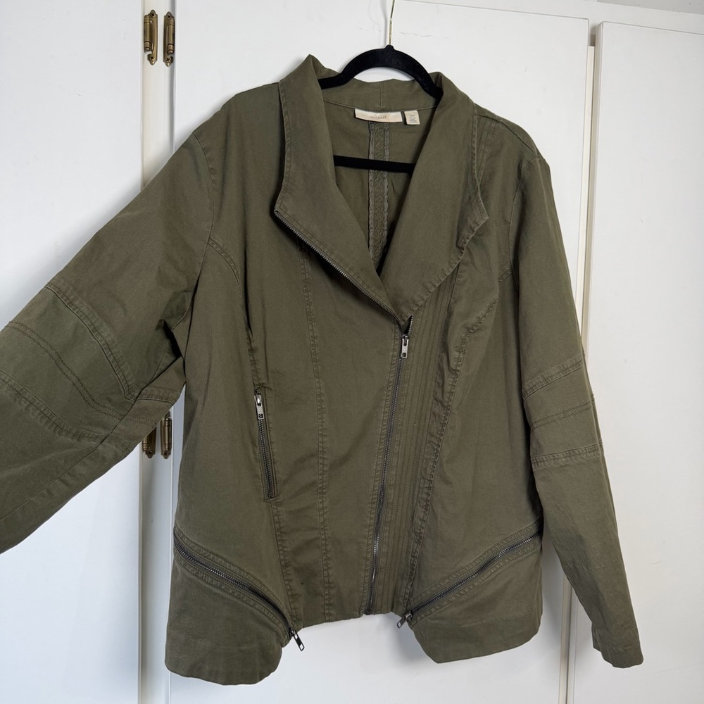 Sejour Olive Green Moto Utility Jacket Women's 22W Zip Front - Picture 6 of 14